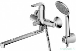 Смеситель для ванны c длинным изливом с аксессуарами Bravat Fit (F6135188CP-LB-RUS)